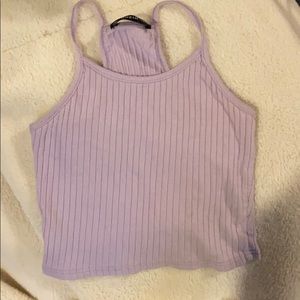 purple ribbed tank top